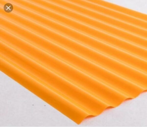 bafaa3df69f029e031995a151f1c151a - Orange corrugated plastic sheet with parallel ridges laid on a light surface.