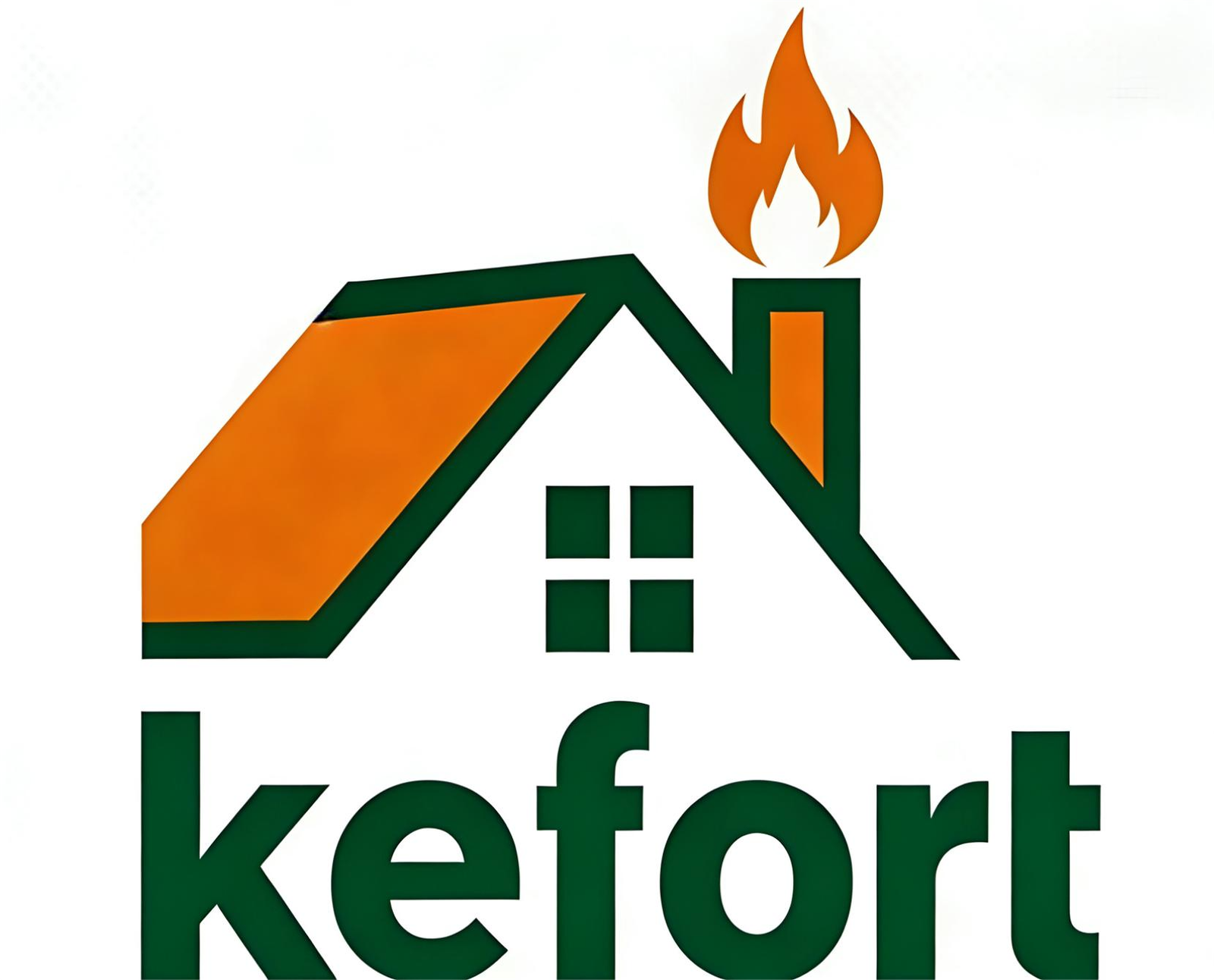 微信图片_20260324154251_287_15911 - Company logo featuring a stylized green and orange house roof with a flame on the chimney and the word 'Kefort' in bold green letters.