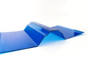 微信图片_20260413135432_401_159 - Blue plastic sheet folded into a zigzag/arch shape on a white background, like a small document stand.