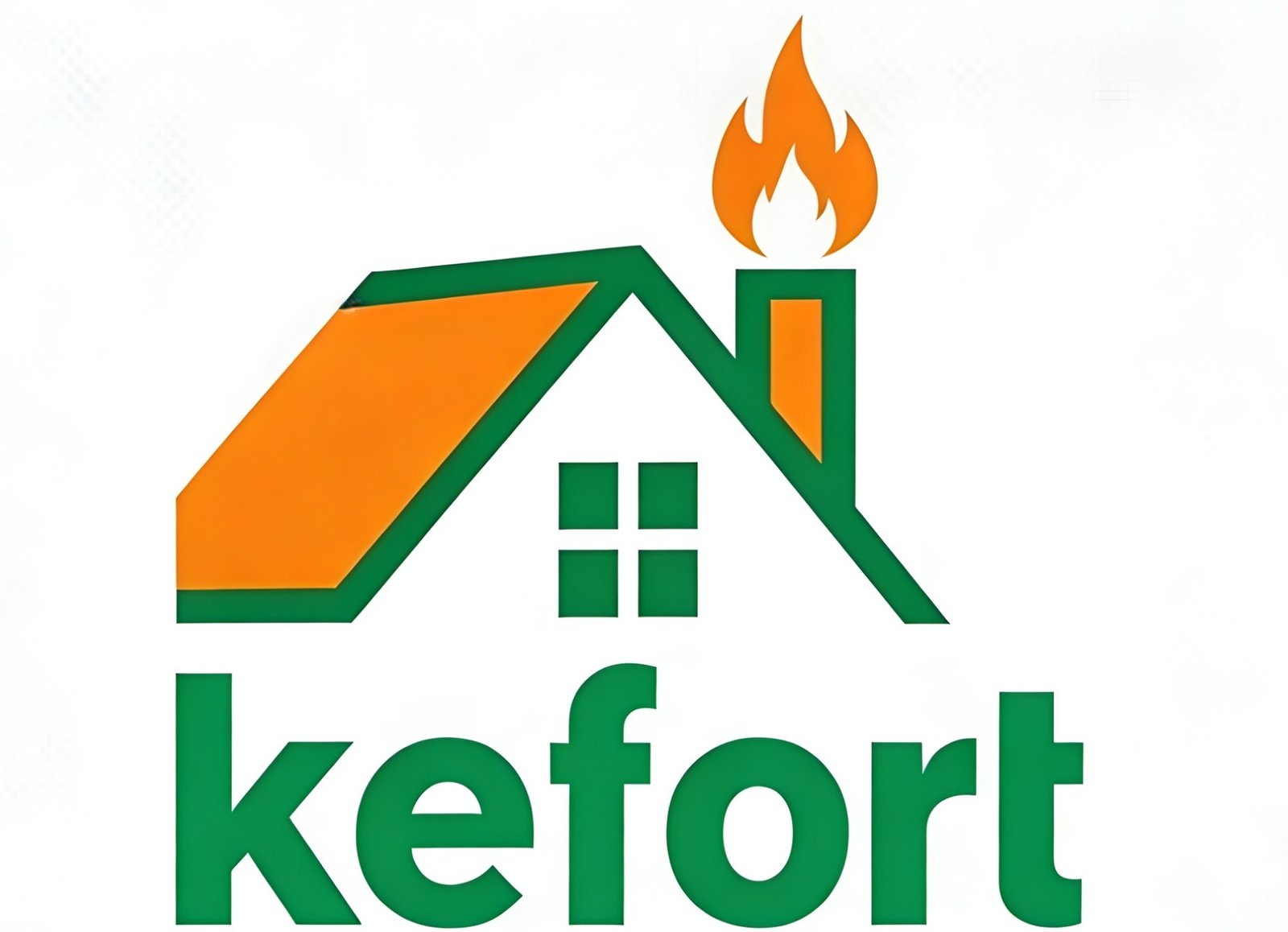 微信图片_20260513110741_2927_3977 - Kefford logo: green house outline with orange roof and a flame on the chimney above the lettered brand 'Kefford'.