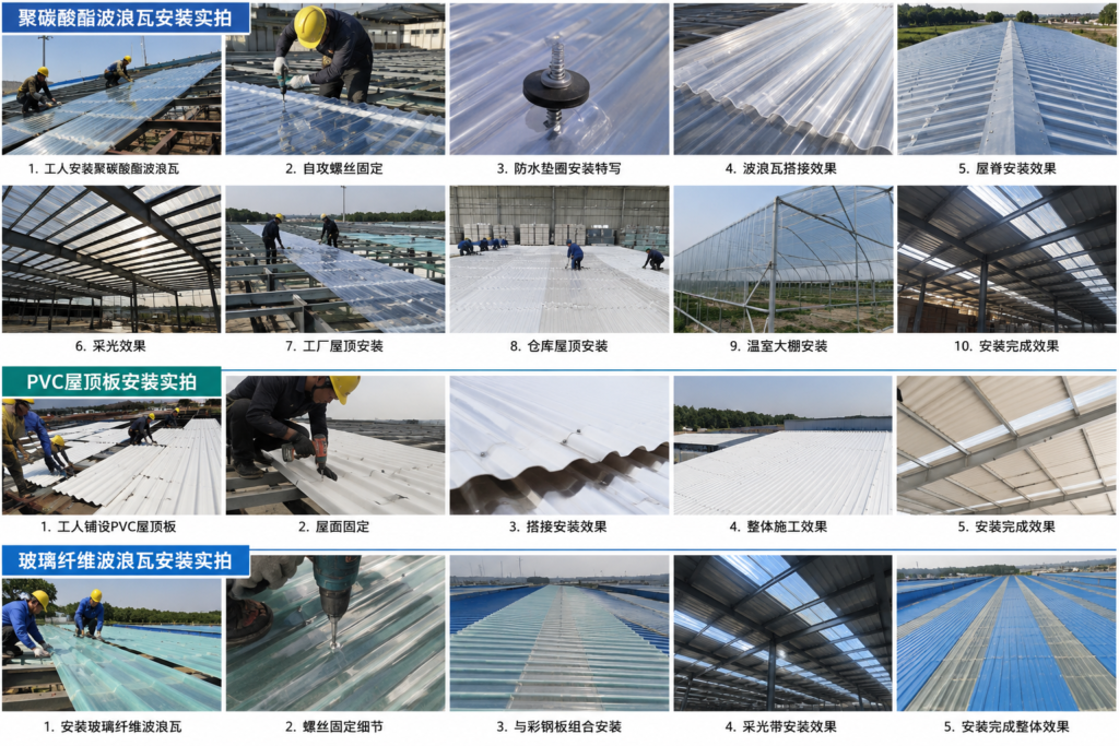 300f653a-17b9-4c7c-99cd-5720357947a8 - 工人安装聚碳酸酯波浪瓦。